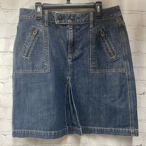 Gap Jeans denim front pleat zip pockets size 6 mini skirt